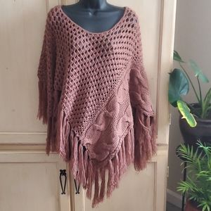 Bohemian Rose Willow & Clay Knit Poncho